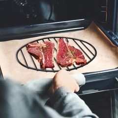 Oval Roasting Rack with Integrated Feet, Non-Stick Coating, 10*6.5”, Black