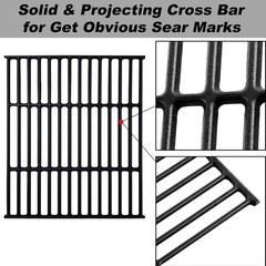 Cast Iron Grill Grates Replacement 15 x 12.75 inch Heavy Duty Cooking Grid 2 Pk