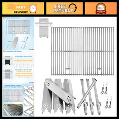4-Burner Grill Replacement Parts Kit – Cooking Grate, Heat Shield & Burners