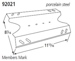 Music City Metals Grill Part # 92021 – Heat Plate, Porc Stl, 11.8125 X 8.4375;