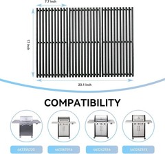 17-Inch Cast Iron Cooking Grates for Charbroil Infrared 3-Burner Gas Grill Re…