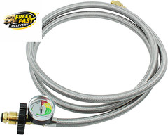 6FT Upgraded Braided Universal POL 1/4 Inch NPT & Inverted Male Flare Propane Ta