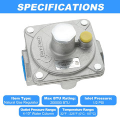 3/4″ Natural Gas Regulator Adjustable NG LPG 4″WC 10″WC 1/2PSI Commercial