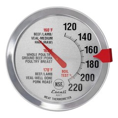 Escali AH1 Stainless Steel Oven Safe Meat Thermometer, Extra Analog Silver