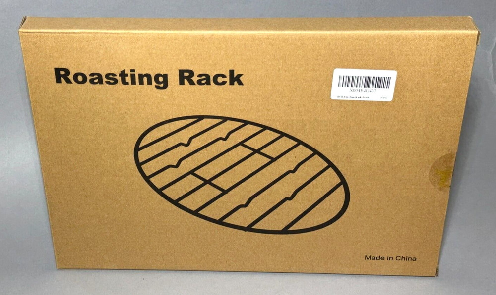 2 Pack Black Oval Roasting Rack Cooling With Integrated Feet – 12 X 8.5 Inches