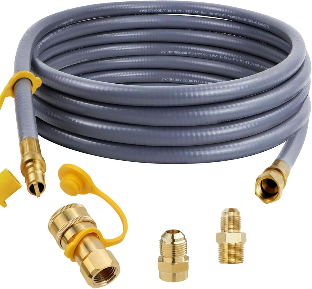 24FT Natural Gas Hose with Quick Connect Fittings for Grill & Generator