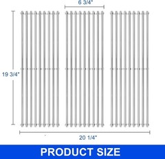 SS Grill Grates 19 3/4″ for Chargriller 3001 5050 3008 3PCS Non-Stick