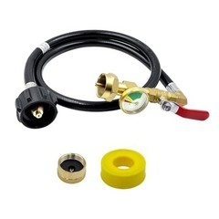 3foot propane refill hose adapter for QCC with brass gauge and protective cover