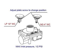 Natural Gas Grill Regulator 1/2″ NPT Low Pressure 10″ LPG 4″ NG Max Inlet 1/2 PS
