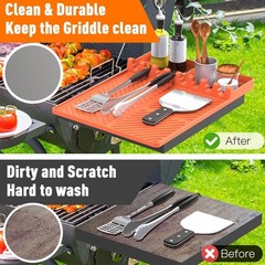 Silicone Grill Mat Compatible with Blackstone, Tools Mat with Drip Pad Orange