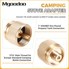 2Pcs Propane Gas Camping Stove Adapter 1LB to EN417 Bottle Thread 7/16Inch Brass