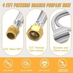 Durable 4FT Propane Extension Hose with Solid Brass Fittings – Ideal for Grills