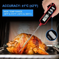 Lonicera Digital Cooking Thermometer for Bread Baking, Food and Water Red
