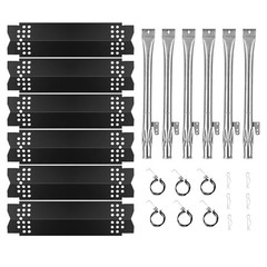 Set of 6 Grill Heat Plates and 6 Burner Tubes with Igniter Porcelain 6-PACK