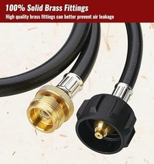 6ft Propane Adapter Hose, 1lb to 20lb Converter for Grills, Heaters & Tanks
