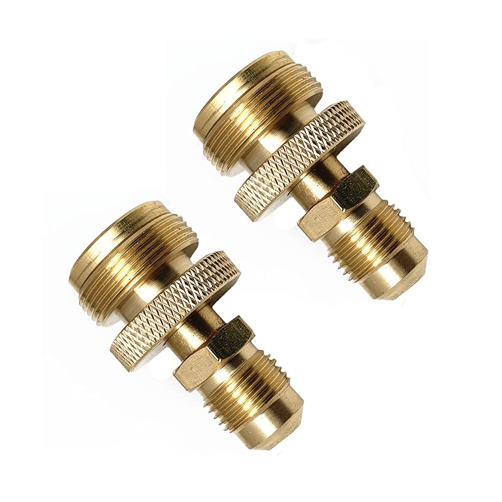 Acxico 2 pcs Grill Stove 1lb Propane Tank Regulator Adapter 3/8 inches, Brass