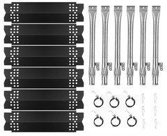 Set of 6 Grill Heat Plates and 6 Burner Tubes with Igniter Electrode Replacement