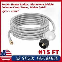 15FT Long Propane Hose with Regulator for Grill Fire Pit Heater 3/8″