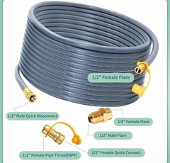 Upgraded 48 Feet 1/2 Inch Natural Gas Hose Propane Hose Extension Kit with Quick