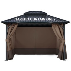 4-Panel 10′ x 12′ Gazebo Replacement Curtains, Patio Privacy Sidewalls with D…