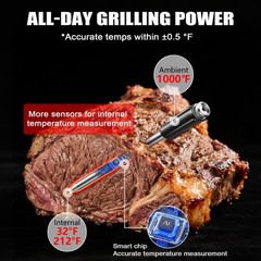 Bluetooth Wireless Meat Thermometer, Smart Digital Cooking Silver And Black