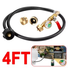 4ft Propane Tank Refill Adapter Extension Hose for 1LB Propane Gas Tanks w/Gauge