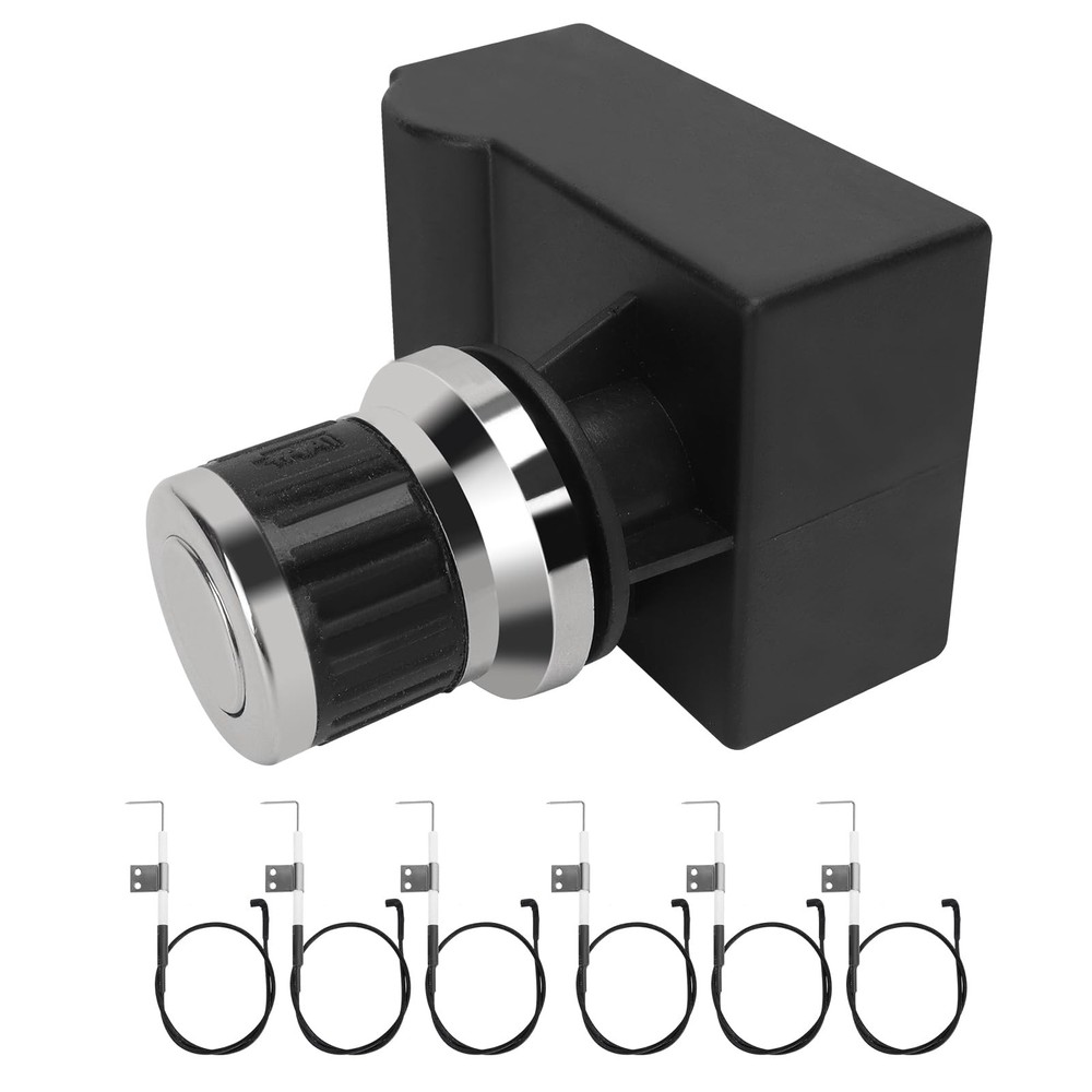 6 Outlets Tact Push Button 6 for Nexgrill Ignitor, Black + Silver