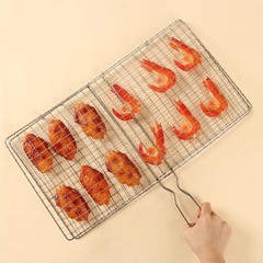 Outdoor Barbecue Grill Basket for Fish For Meat and Shrimp with Locking Handle