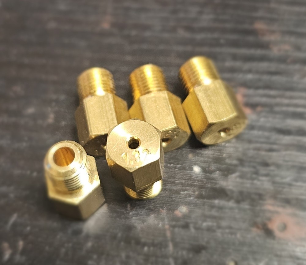5x LP GAS 1.32MM Brass Orifices Jet Nozzles Fittings