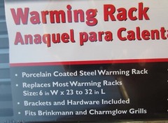 1 Brinkmann Porcelain Coated Steel Adjustable Warming Rack-6″x 23″-32″Charmglow