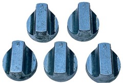 CHARBROIL GAS GRILL KNOB SET FIVE (5) KNOBS 2 in SILVER PLASTIC GENUINE USED