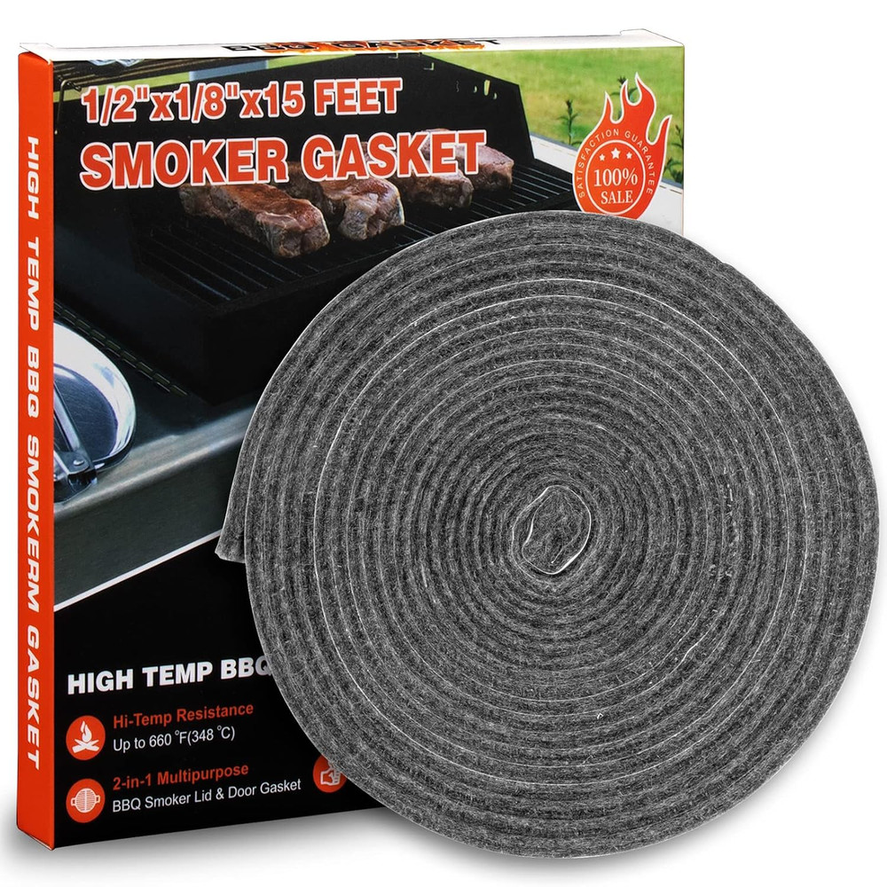 Smoker Gasket Seals 15 FT, 1/2″ X 1/8″ High Temp Grill Gasket Replacement Self S