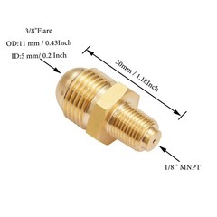 Litorange 3 PCS Propane Orifice Connector Brass 3/8″ Flare x 1/8″ MNPT,