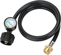 Propane Hose Adapter 1Lb to 20Lb with Gauge for Weber Q Grill Blackstone Griddle