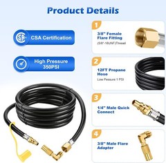 FreeShip 12FT Propane Elbow Adapter with Hose for Blackstone 17″ and 22″ Griddle