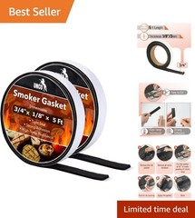2-Pack Smoker Gasket Sealer – 5ft, High Heat Resistant, for Perfect BBQ Sealing