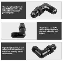 Bulkhead Fitting Flare Male to Male Adapter Union with 6AN Lock AN10 90 Degree