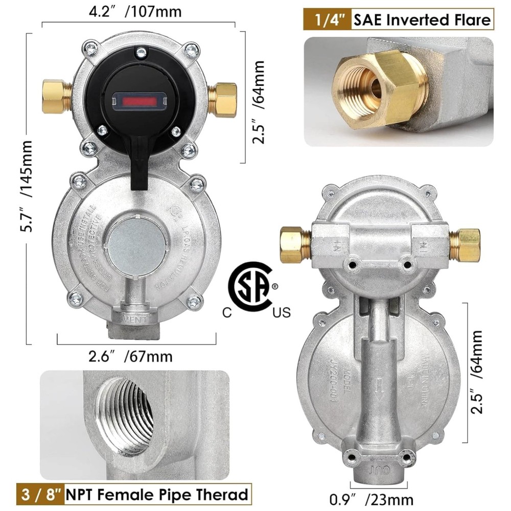RV Propane Regulator with 2 Stage Automatic Switch