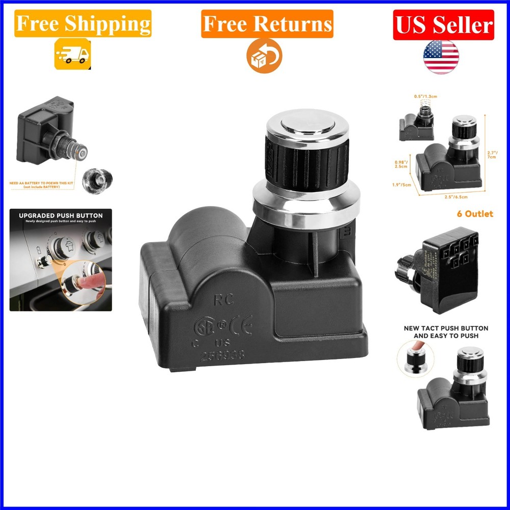 6-Outlets Universal Spark Igniter Switch for Grill Replacement, Chrome
