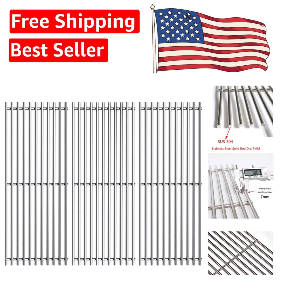 Stainless Steel Cooking Grid Grates – 16 3/8″ x 28 1/2″ for Backyard Grills
