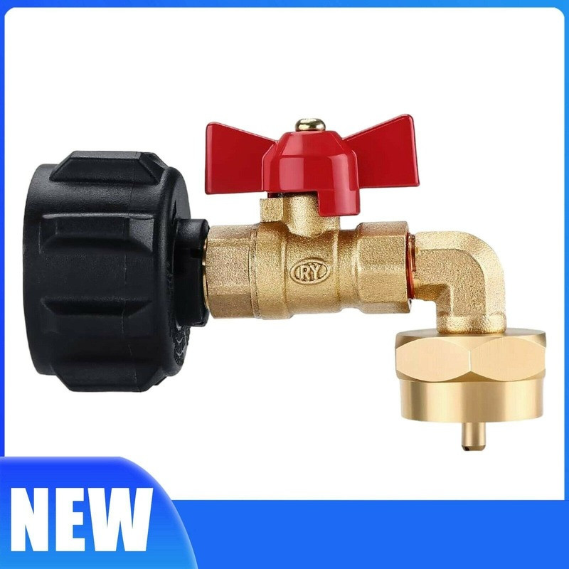 90 Degrees QCC1 Propane Refill Pressure Elbow Adapter & ON-Off Control Valve 1LB