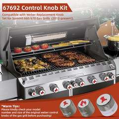 67692 Lighted Grill Control Knobs for Weber Summit S660 S670 E660 E670 BBQ 9-Pck