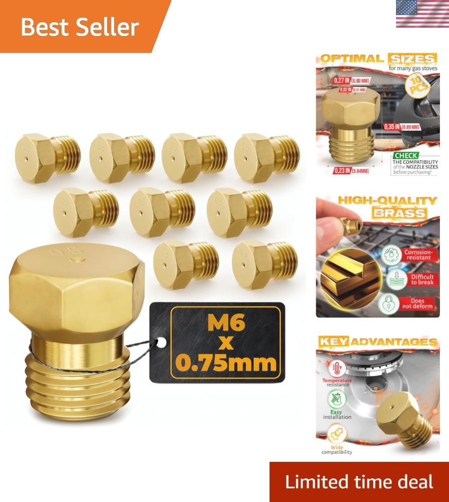 10Pcs Propane Orifice Kit – M6x0.75mm, 0.5mm=0.02″=24AWG Brass Nozzle Tempera…