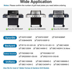 Grill Heat Plates Shield for Dyna-Glo DGF510SBP, DGF510SSP, Backyard Grill BY13-