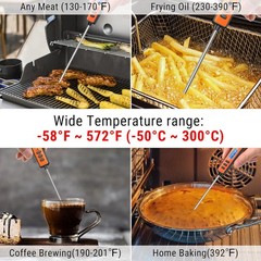 ThermoPro TP01A Instant Read Meat Thermometer with Long Probe Orange 2Pcs