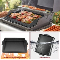 Griddle for Gas Grill, 23″ X 16″ Universal Cast Iron Griddle Insert for Weber…