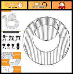 Replacement Grill Grates for 22.5″ Charcoal Kettle & Smoker, Stainless Steel BBQ