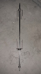 Metal Rotisserie Spit Rod with Fork Prongs, Silver/Black Grill Replacement Part