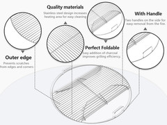 22-Inch Stainless Steel Cooking Grate Hinged for 7436 Weber Grill Grates roun…