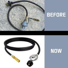 MCAMPAS QCC1 Universal Grill Regulator Hose with Coleman Threaded Regulator for
